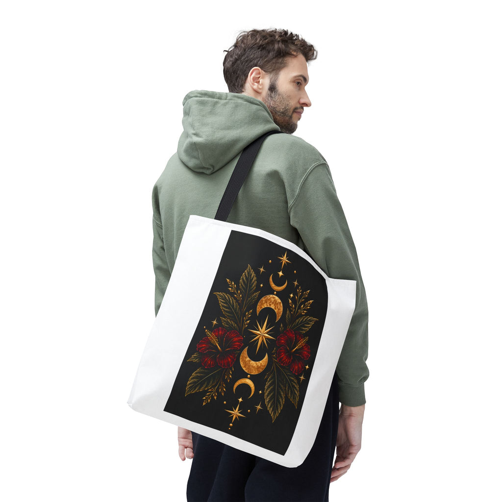 Moon Phase Floral Tote Bag Celestial Botanical Tote