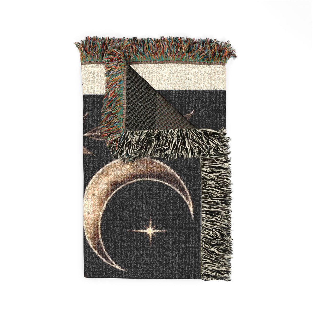Celestial Moon and Stars Woven Blanket