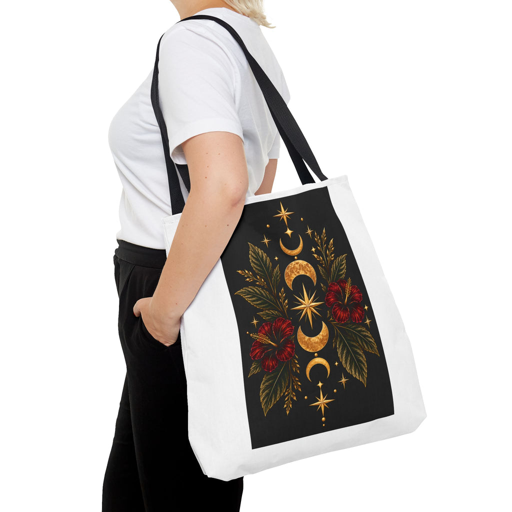 Moon Phase Floral Tote Bag Celestial Botanical Tote
