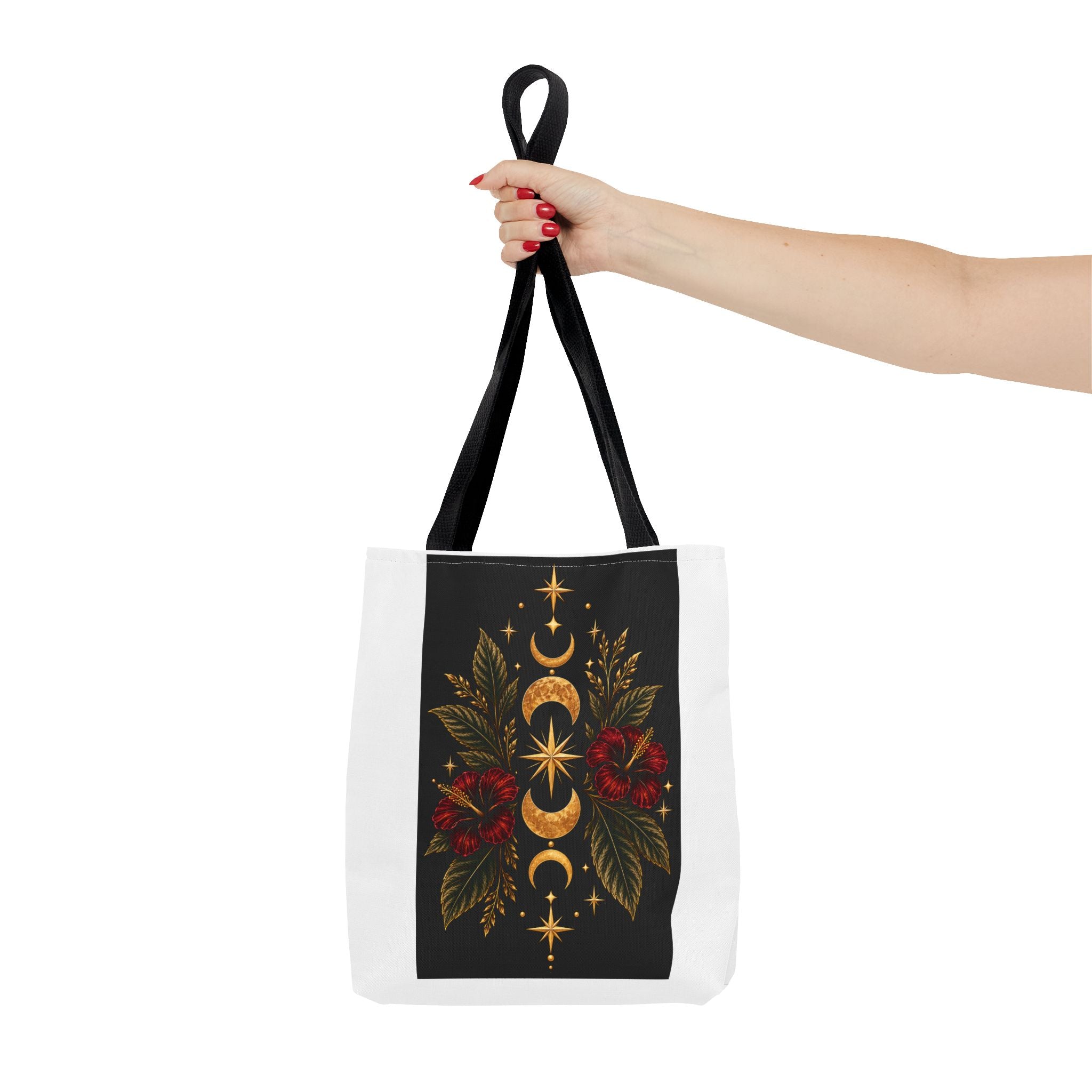 Moon Phase Floral Tote Bag Celestial Botanical Tote