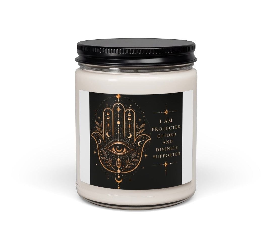 I Am Protected Guided and Divinely Supported Hamsa Soy Candle