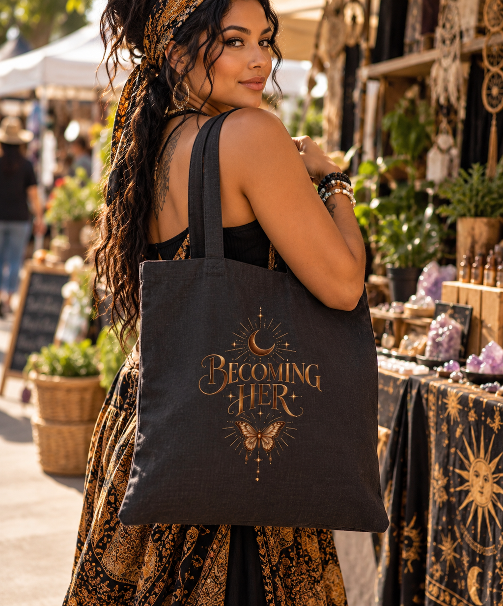 Becoming Her Inspirational Canvas Tote Bag