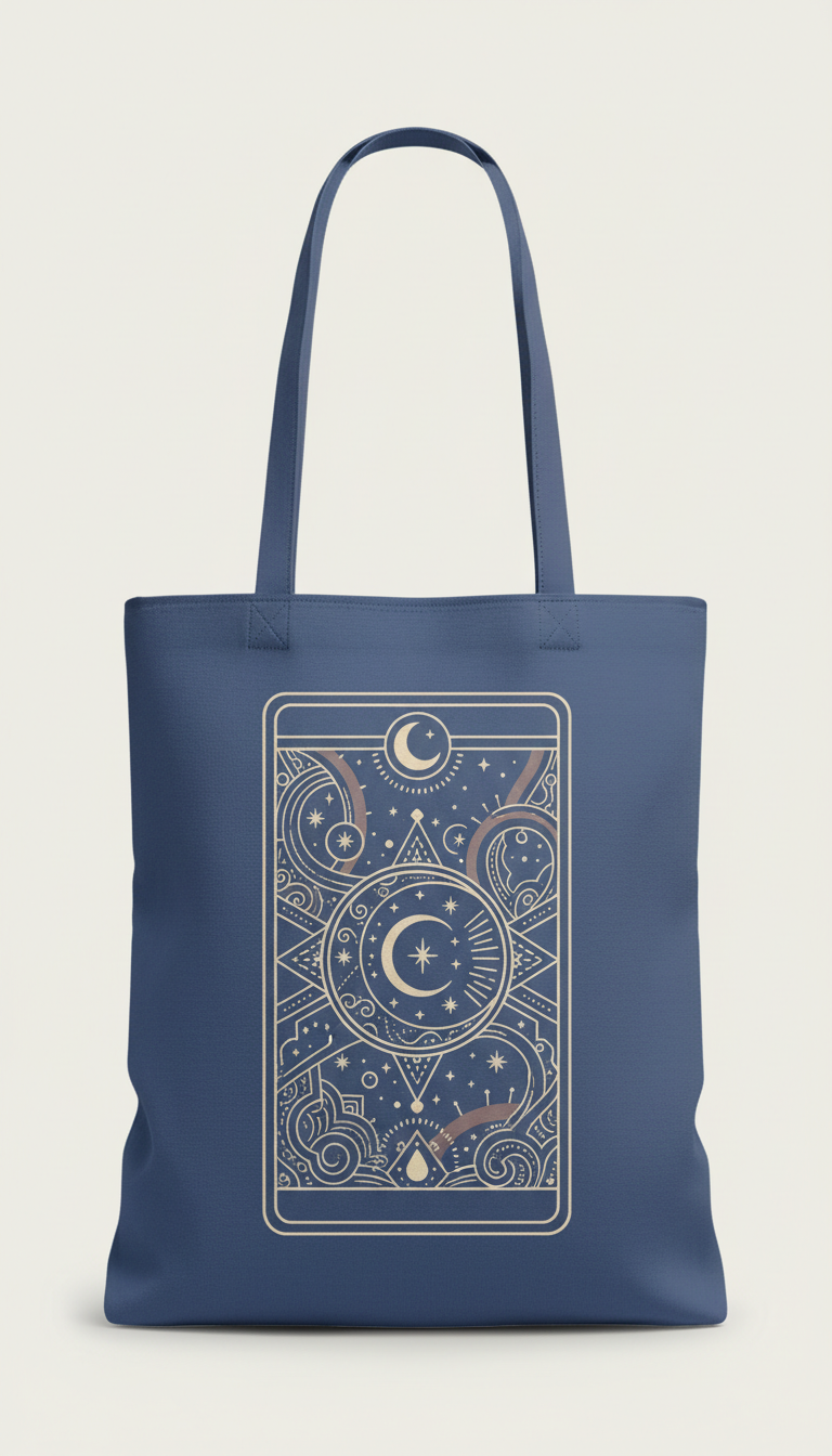 Celestial Indigo Tarot Icon Tote Bag
