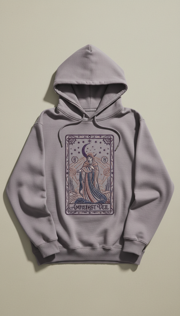 Embroidered Hoodie with Amethyst Veil